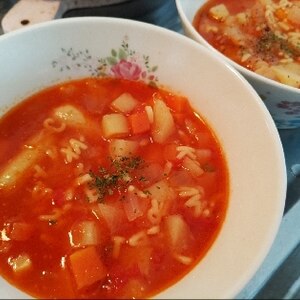 トマトジュースで根野菜のミネストローネ